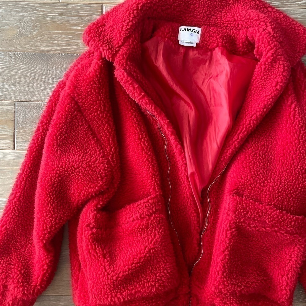 I.AM.GIA. Teddy Red Oversized Jacket - Picture 4 of 9